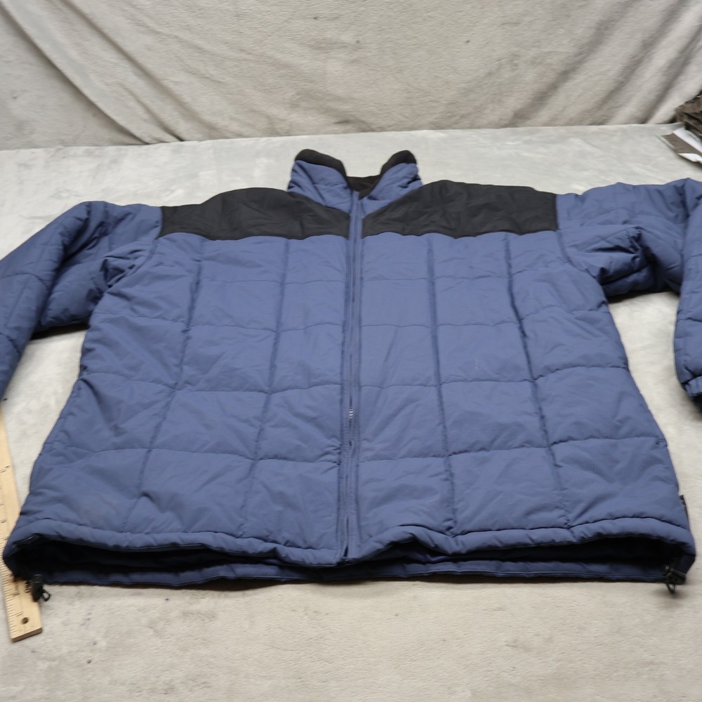 Columbia Jacket Mens XLT Blue Black Quilted Insulated Wind Rain Quilted Puffer